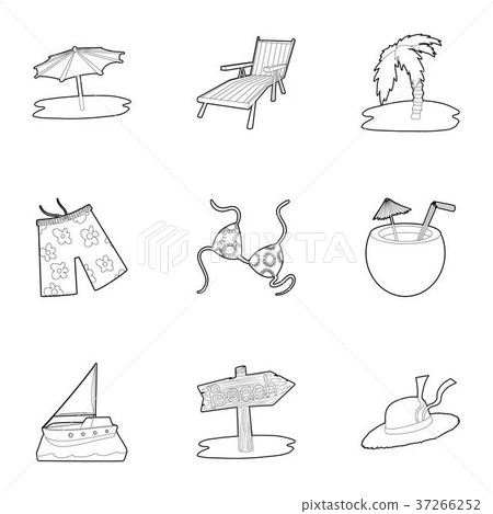Summer holidays icons set, outline style Summer holidays icons set, outline style 37266252