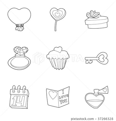 Saint valentine day icons set, outline style Saint valentine day icons set, outline style 37266328