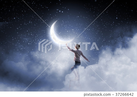 Woman touch the moon 37266642