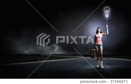 Pretty hitchhiking girl Pretty hitchhiking girl 37266871