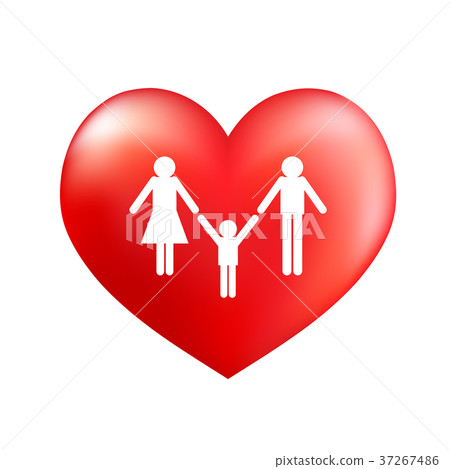 Family in red heart, icon design. 37267486