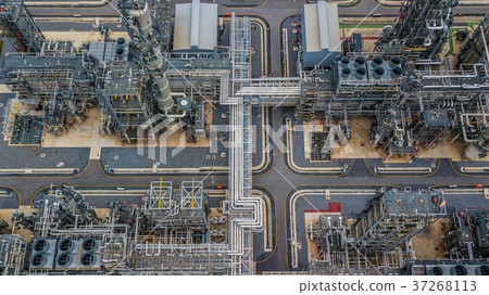 Aerial view oil refinery, refinery plant, refinery Aerial view oil refinery, refinery plant, refinery 37268113