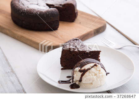 chocolate cake with ice cream chocolate cake with ice cream 37268647