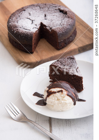 chocolate cake with ice cream chocolate cake with ice cream 37268648