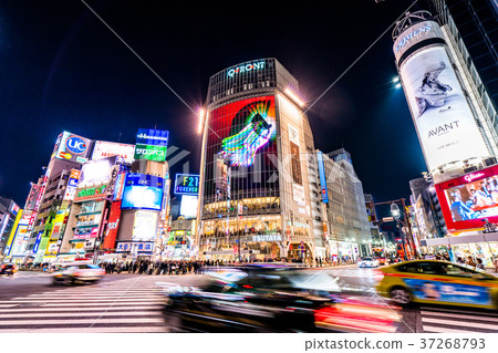 图库照片"东京"shibuya ekimae·scramble交集