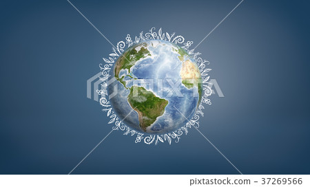 3d rendering of a Earth globe with short white 37269566