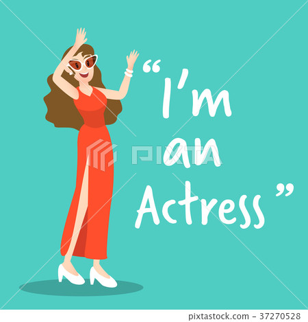Actress character on green background flat design 37270528