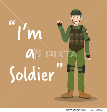 Soldier character with armor on brown background 37270529