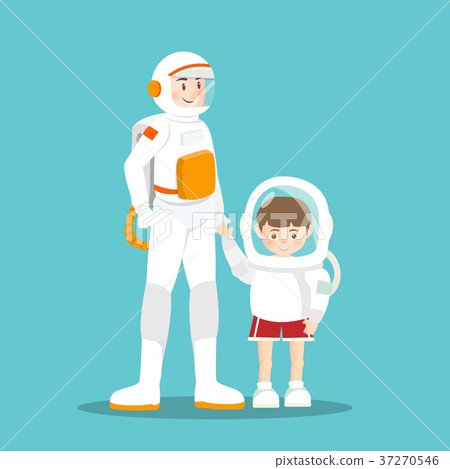 astronaut holding kid's hand astronaut holding kid's hand 37270546