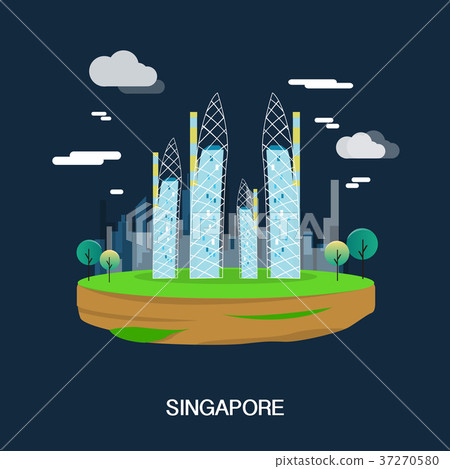 Beautiful buildings in Singapore illustration 37270580
