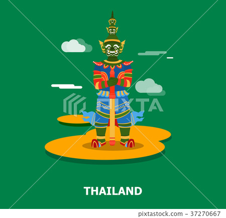 Colorful giant statue in Thailand illustration Colorful giant statue in Thailand illustration 37270667