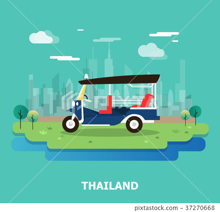 Tuk tuk transportation in Thailand illustration 37270668
