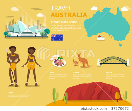 Map of the Australia and landmark icons 37270672