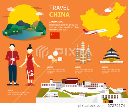 Map of the China and landmark icons for traveling 37270674
