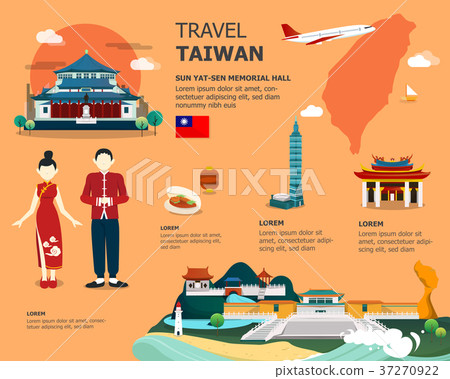 Traveling to Taiwan by landmarks map illustration Traveling to Taiwan by landmarks map illustration 37270922