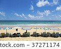 Beach chairs with sea scenery 37271174