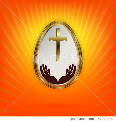 orange design with white easter egg with gold orange design with white easter egg with gold 37272070
