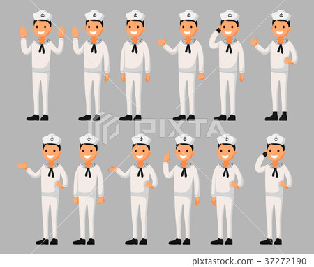 Set of a sailor man cartoon character Set of a sailor man cartoon character 37272190