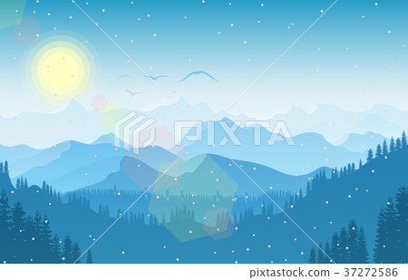 Winter mountain landscape with forest 37272586