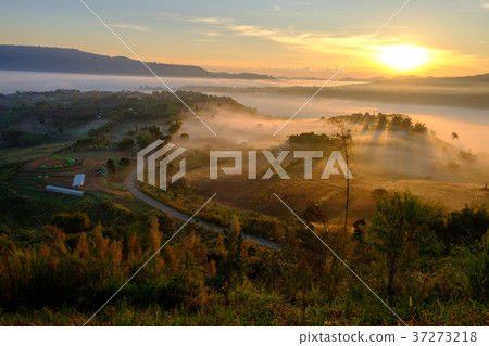 fog in morning sunrise at Khao Takhian Ngo fog in morning sunrise at Khao Takhian Ngo 37273218