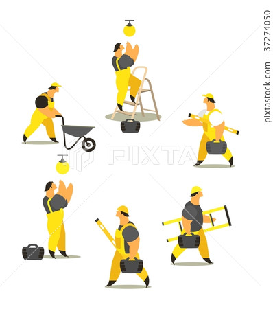 set of workers in working clothes 37274050