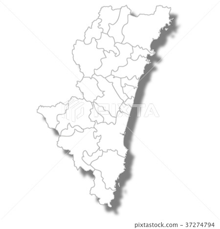 宮崎地圖白色圖標 宮崎地圖白色圖標 37274794
