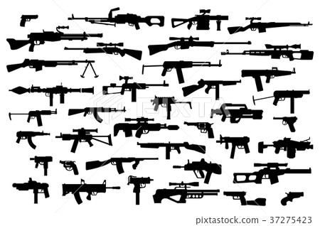 Firearms. Vector big set of different modern fire 37275423