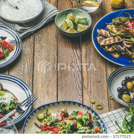 Healthy vegetarian dinner table setting, copy Healthy vegetarian dinner table setting, copy 37277025