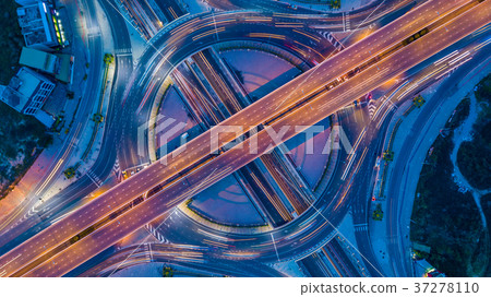 Bangkok Expressway, Top view over the highway Bangkok Expressway, Top view over the highway 37278110