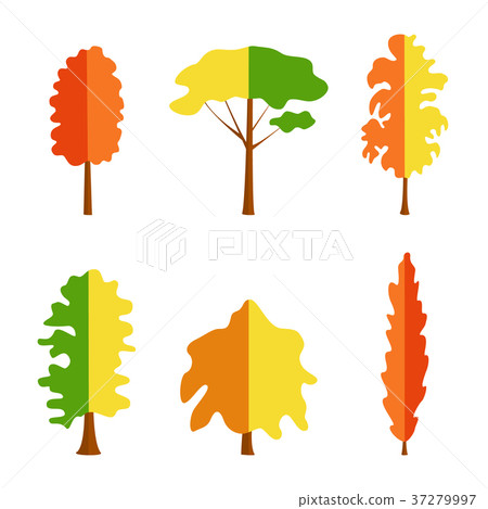Vector flat trees on white background - Stock Illustration [37279997 ...