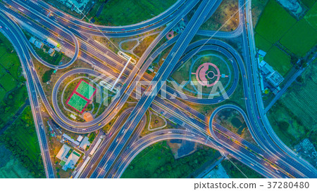 Bangkok Expressway, Top view over the highway Bangkok Expressway, Top view over the highway 37280480