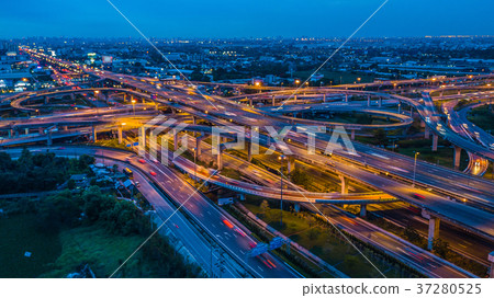 Bangkok Expressway, Top view over the highway Bangkok Expressway, Top view over the highway 37280525
