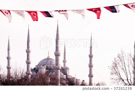 Blue Mosque Istanbul, with small flags Blue Mosque Istanbul, with small flags 37281239