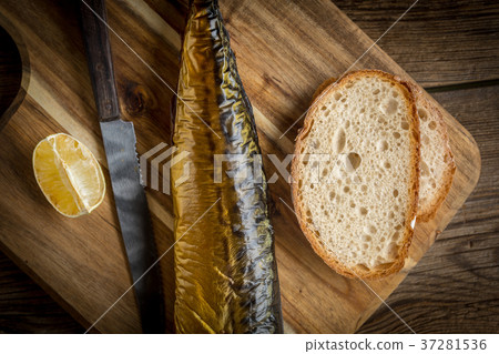 Smoked mackerel and bread. Smoked mackerel and bread. 37281536