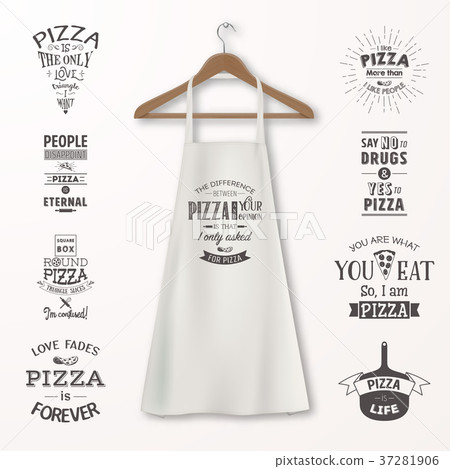 Vector realistic white cotton kitchen apron with Vector realistic white cotton kitchen apron with 37281906