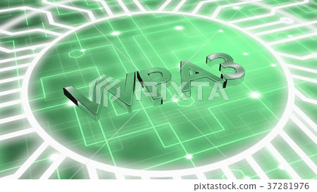 The abbreviation WPA3 on green network floor  37281976