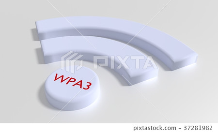 Wifi symbol in white with the text WPA3 in red  37281982
