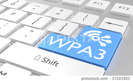 White keyboard with a blue enter key  37281983