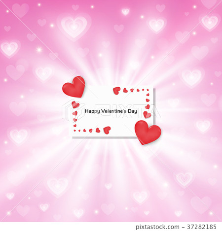 Pink Valentine card background with red hearts - Stock Illustration ...