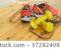 sneaker on wooden floor for running sport wear 37282408