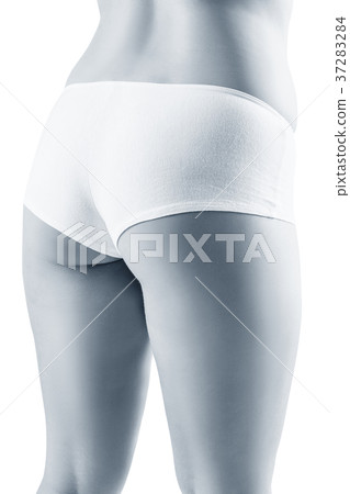 Fatty female buttocks in white underwear. 37283284
