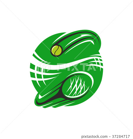 Tennis racket and ball vector icon for sport club Tennis racket and ball vector icon for sport club 37284717