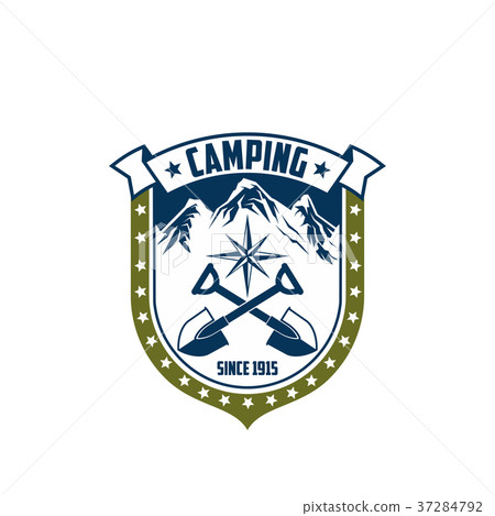 Mountain camping vector rock Alp compass icon 37284792