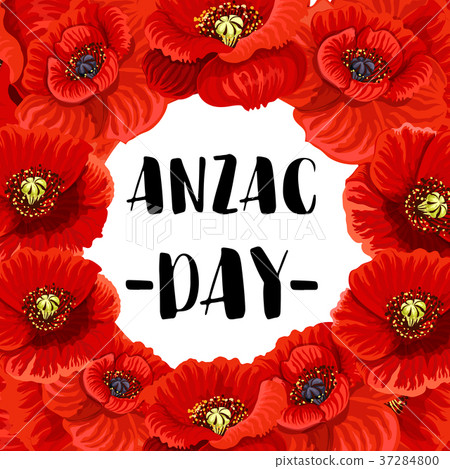 Anzac Day war memorial day red poppy vector poster - Stock Illustration ...