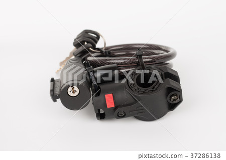 Bicyle key lock, isolated on white background Bicyle key lock, isolated on white background 37286138