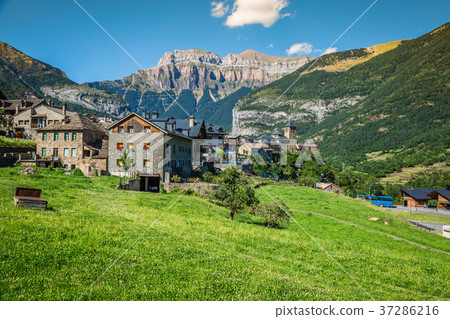 Torla town in Ordesa National pakr in the spanish  37286216