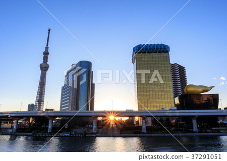 都市風景淺草隅田川東京天空樹日出風景 37291051