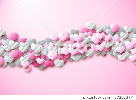 Valentines Day card with scattered colorful foil Valentines Day card with scattered colorful foil 37291377