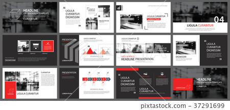 Red template for slide infographic on background.  37291699