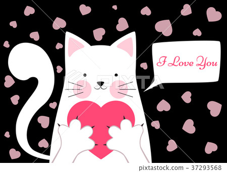 Cute, funny cat with heart. Valentine s Day Cute, funny cat with heart. Valentine s Day 37293568